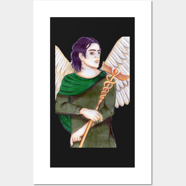 Archangel Raphael the Healer- Light Grey Wall Art by EarthSoul